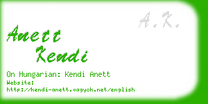 anett kendi business card